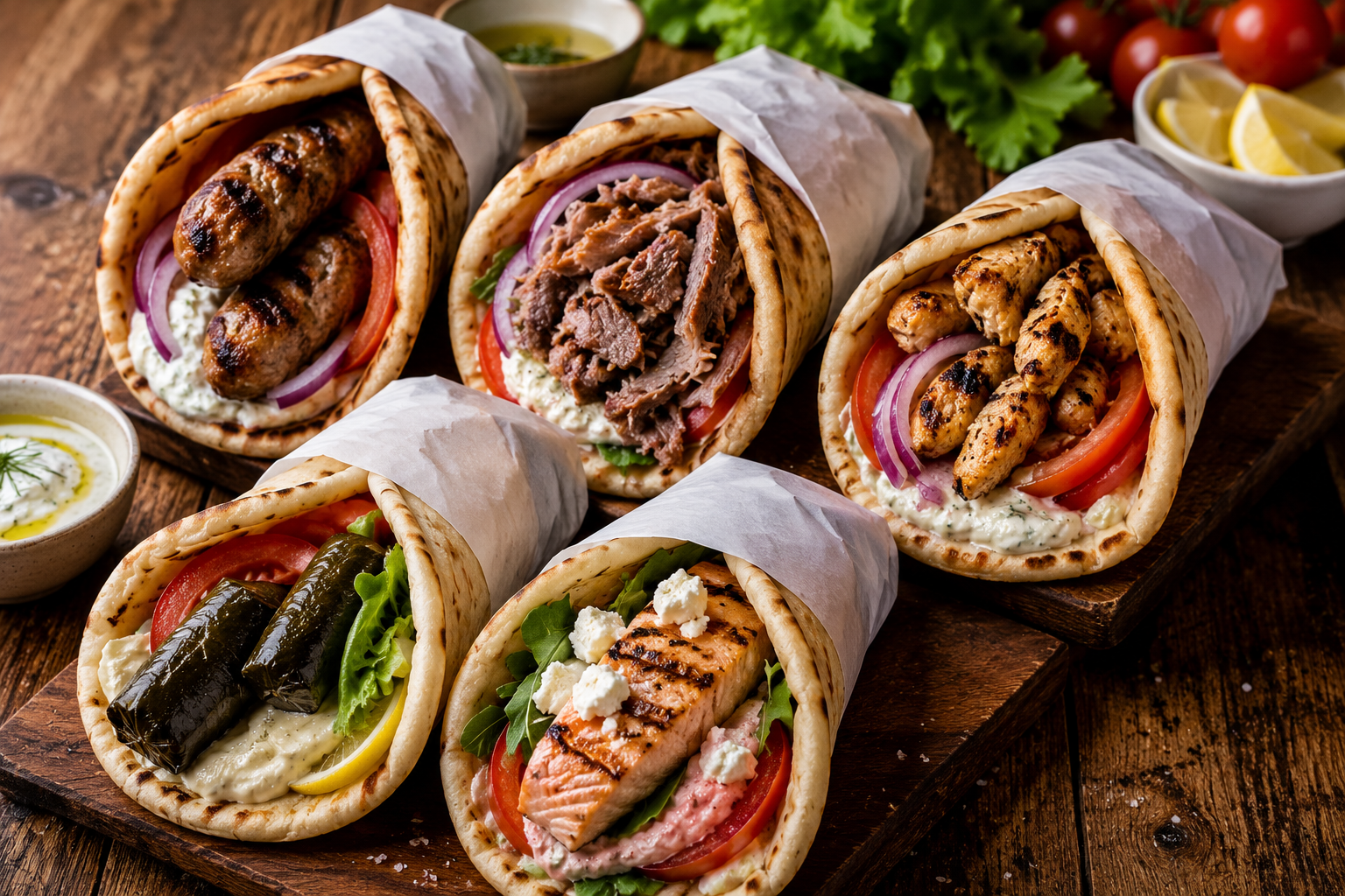Mediterranean pita wrap spread catering menu
