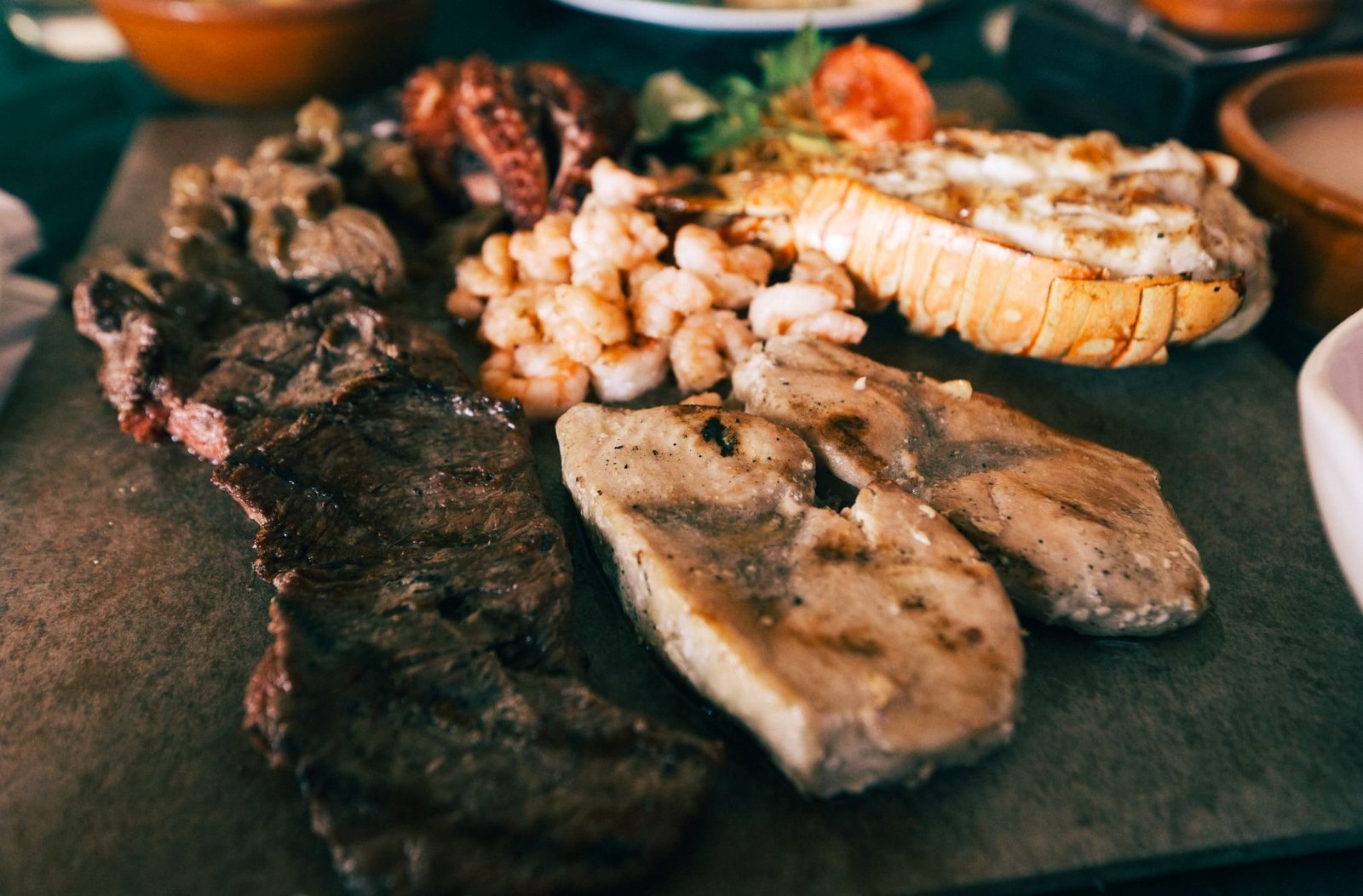 grilled meats and fresh seafood