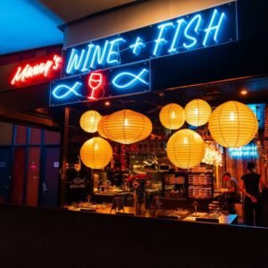 Stylish event space at Manny’s Wine & Fish in Burleigh Heads for up to 100 standing guests